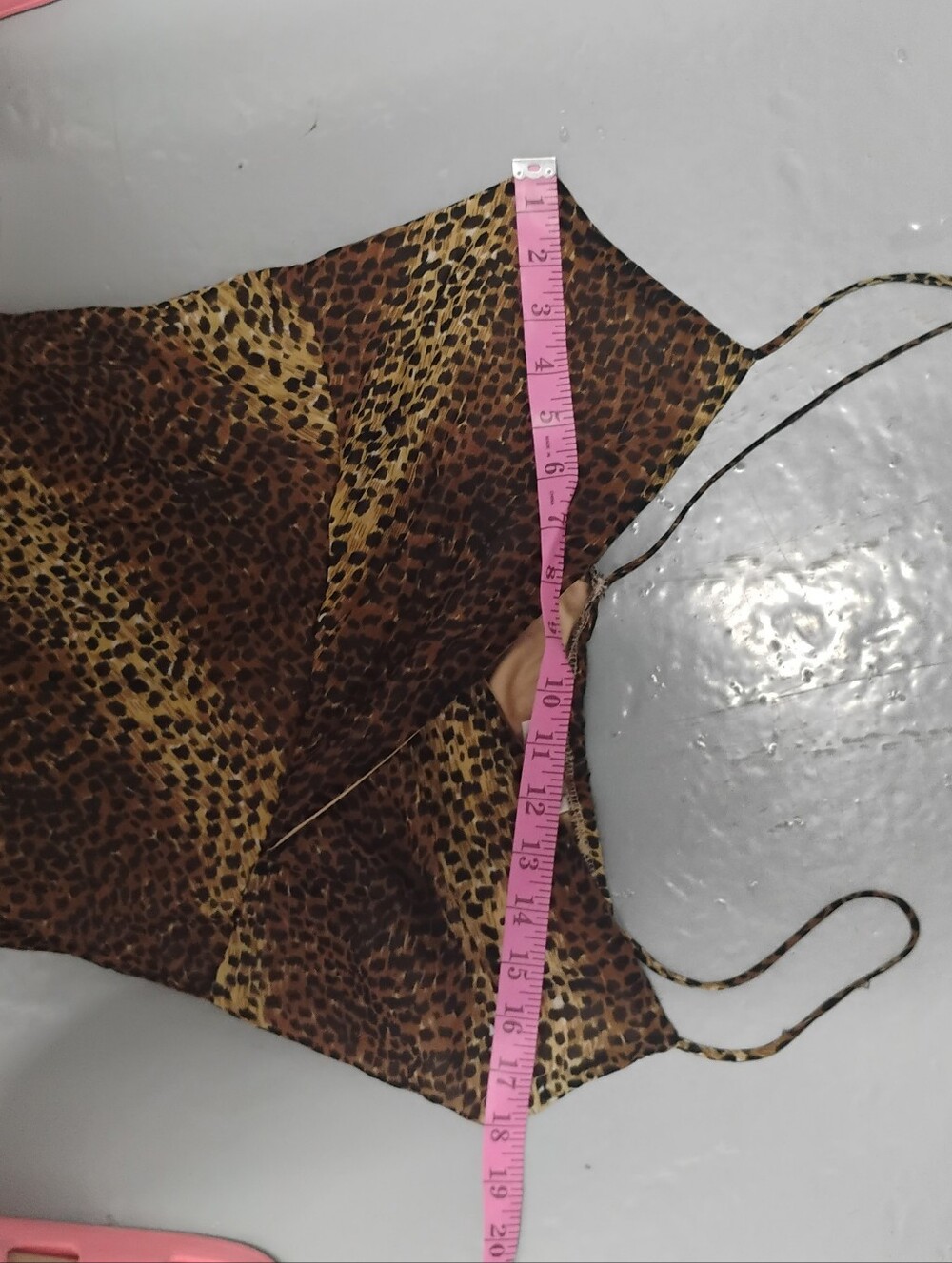 Vintage 1990s 2000s New Woman Animal Print V Neck Spaghetti Strap Slip Dress - Picture 3 of 6